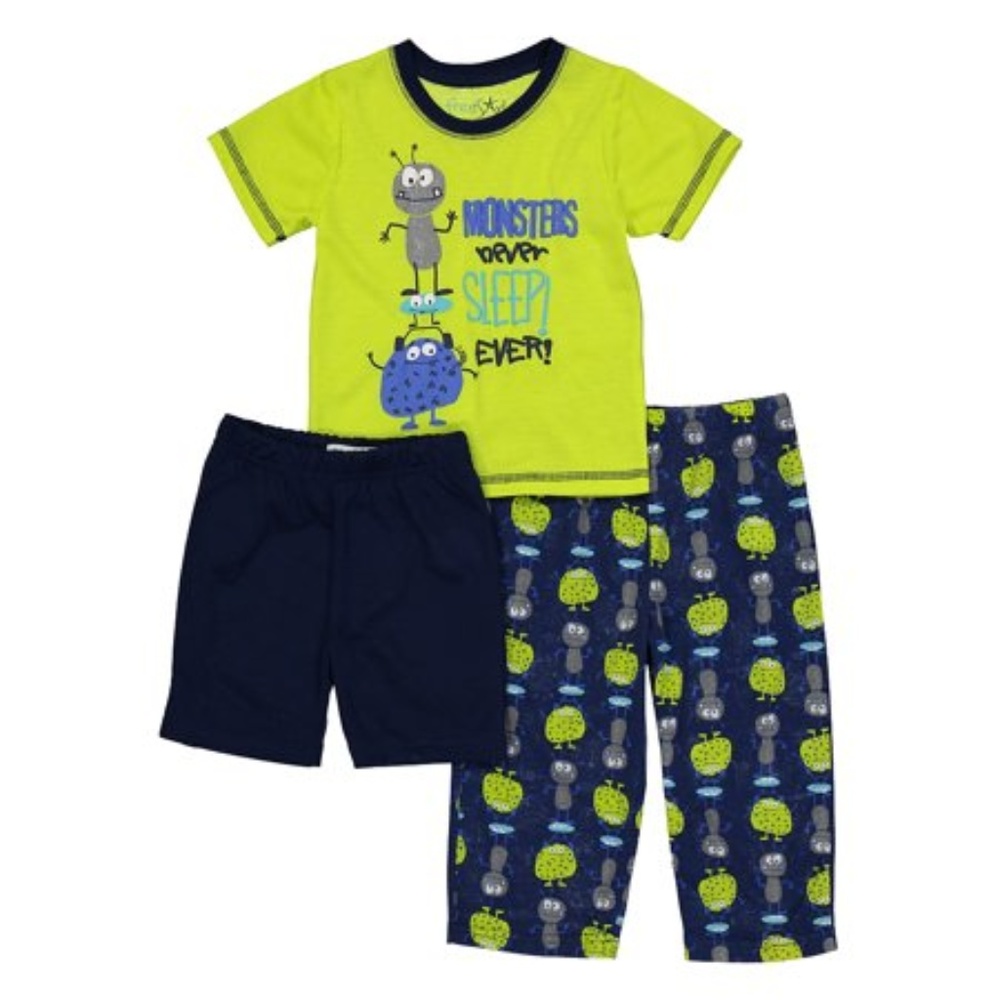 Bunz Kidz Toddler Boys 3-piece Pajama Set, Size 4